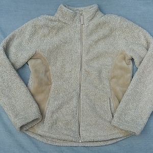 Northcrest Large Cream and Tan Fuzzy Teddy Jacket